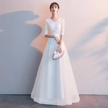 2020 New Banquet Evening Dress Long White Simple Prom Gown Slim Fashion Formal Dress Embroidery Elegant Evening Gown
2020 New Banquet Evening Dress Long White Simple Prom Gown Slim Fashion Formal Dress Embroidery Elegant Evening Gown