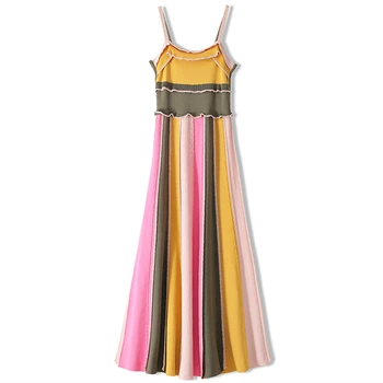 2020 Sexy Spaghetti Strap Knitted Dresses Women Sundress Backless Female Strapless Vestido Multicolor Striped Lady Dress Beach
2020 Sexy Spaghetti Strap Knitted Dresses Women Sundress Backless Female Strapless Vestido Multicolor Striped Lady Dress Beach