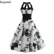 Vestido de verano 2020 Casual Floral 50s 60s Retro Vintage Vestido Mujer Robe rockabilly, swing, pinup Vestido Sexy elegante vestidos de fiesta(China)