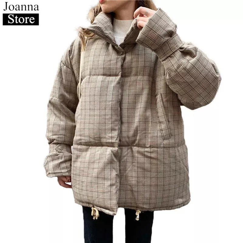 Winter Cotton Clothing Female Short Thick Stand Collar Bread Clothes Lattice Jackets Oversized Female Long Sleeve Korean Clothes
Winter Cotton Clothing Female Short Thick Stand Collar Bread Clothes Lattice Jackets Oversized Female Long Sleeve Korean Clothes