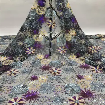 Yellow Nigerian French lace fabric 2020 African tulle lace fabric High quality African 3D sequin embroidered wedding fabric 
Yellow Nigerian French lace fabric 2020 African tulle lace fabric High quality African 3D sequin embroidered wedding fabric