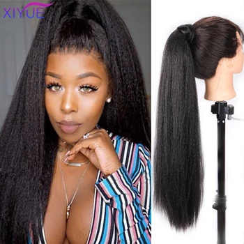 XIYUE Adjustable Strap Kinky Curly Yaki Ponytail Hairpiece With Comb Synthetic Pony Tail False Hair Extension For Women
XIYUE Adjustable Strap Kinky Curly Yaki Ponytail Hairpiece With Comb Synthetic Pony Tail False Hair Extension For Women