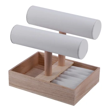 2 Layer Wooden T-Bar Bracelet Watch Jewelry Stand Display, Jewelry Tray Rack Stand Organizer with Wood Tray 
2 Layer Wooden T-Bar Bracelet Watch Jewelry Stand Display, Jewelry Tray Rack Stand Organizer with Wood Tray
