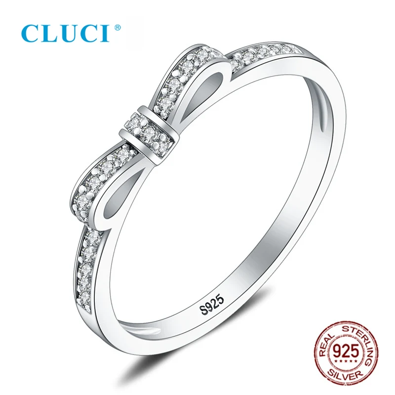 CLUCI Cute 925 Sterling Silver Bowknot Women Party Wedding Ring Jewelry High Quality Silver 925 Gift Zircon Ring
CLUCI Cute 925 Sterling Silver Bowknot Women Party Wedding Ring Jewelry High Quality Silver 925 Gift Zircon Ring