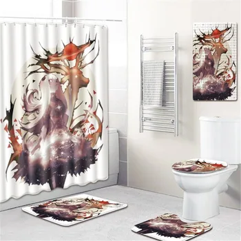 Bath Mat Waterproof Shower Curtain Toilet Five-Piece Set PVC Non-Slip Bath Mat Door Mat Flannel Printing Carpet
Bath Mat Waterproof Shower Curtain Toilet Five-Piece Set PVC Non-Slip Bath Mat Door Mat Flannel Printing Carpet