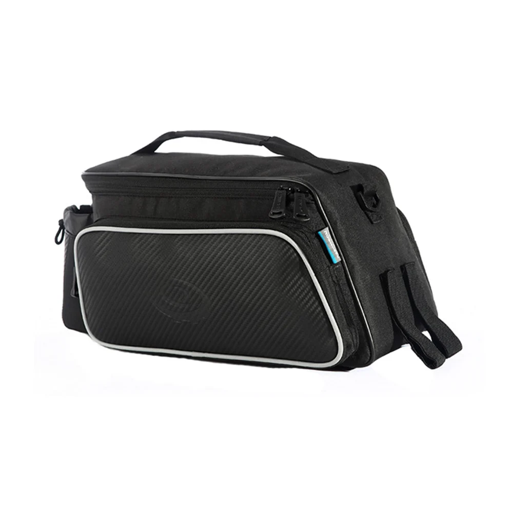 10L Bicycle Rear Rack Bag Carbon Fiber Leather Bike Rear Seat Pannier Large Capacity Cycling Rack Cargo Bags Pouch BC0142 (6)