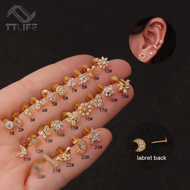TTLIFE CZ Stud Piercing Flower Amd Heart Piercing Cartilage Earring Conch Tragus Stud Helix Cartilage Piercing Jewelry for women
TTLIFE CZ Stud Piercing Flower Amd Heart Piercing Cartilage Earring Conch Tragus Stud Helix Cartilage Piercing Jewelry for women
