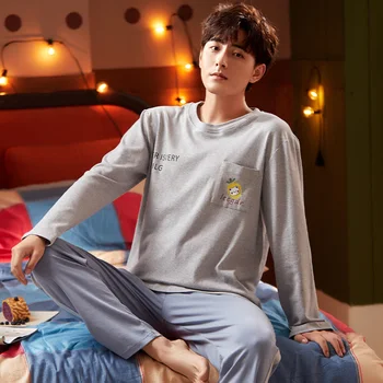 Pajama Set Men O-neck Long Sleeve Striped Comfortable Warm Cotton Mens Pajamas Plus Size XXXL Korean Style Home Clothing Casual
Pajama Set Men O-neck Long Sleeve Striped Comfortable Warm Cotton Mens Pajamas Plus Size XXXL Korean Style Home Clothing Casual