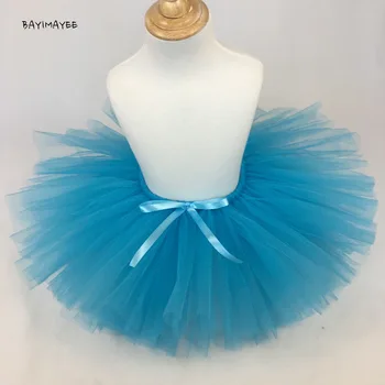 

1-9Y Girls Turquoise Tutu Skirts Kids Ballet Tulle Pettiskirts Underskirts Tutus with Ribbon Bow Kids Party Costume Skirt 3PCS