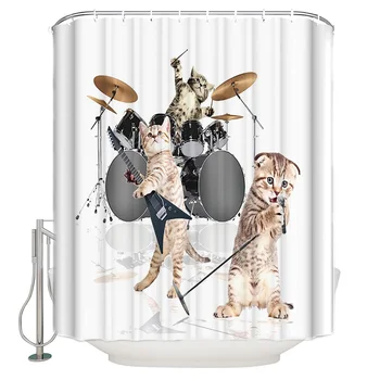 Waterproof Polyester Fabric Shower Curtain Cat Drum Guitar Cute Shower Curtain
Waterproof Polyester Fabric Shower Curtain Cat Drum Guitar Cute Shower Curtain