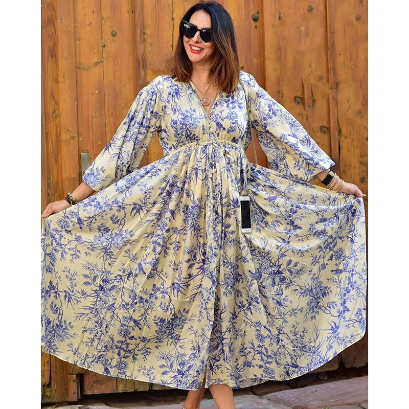 Silk femmes automne à manches longues col en v Floral bohème longue robe de en imprimé à manches puff sleeves 2019 de plage
Silk femmes automne à manches longues col en v Floral bohème longue robe de en imprimé à manches puff sleeves 2019 de plage