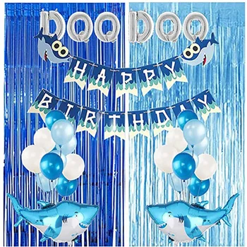 Shark Decorations Metallic Foil Fringe Curtain Shark Balloons Shark Birthday Banner Foil Balloons for Ocean Themed Party
Shark Decorations Metallic Foil Fringe Curtain Shark Balloons Shark Birthday Banner Foil Balloons for Ocean Themed Party