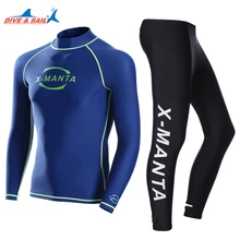 Manga longa lycra upf 50 + para homens ternos do corpo snorkeling mergulho jaqueta pele anti-uv wear surf roupas esportivas 3mm neoprene(China)