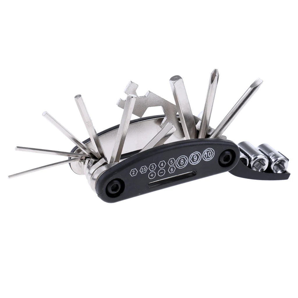Bike Multi-Tool, Compact 15 in 1 Multifunction Cycling Bicycle Repair Tool Kit Hex Keys, Screwdrivers, Spoke Wrenches
Bike Multi-Tool, Compact 15 in 1 Multifunction Cycling Bicycle Repair Tool Kit Hex Keys, Screwdrivers, Spoke Wrenches