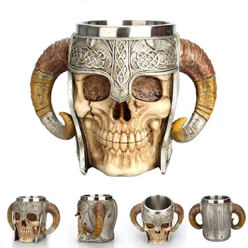 Hot Retro Horn Skull Resin Beer Mug Stainless Steel Skull Knight Halloween Coffee Cup Viking Tea Mug Pub Bar Decoration
Hot Retro Horn Skull Resin Beer Mug Stainless Steel Skull Knight Halloween Coffee Cup Viking Tea Mug Pub Bar Decoration