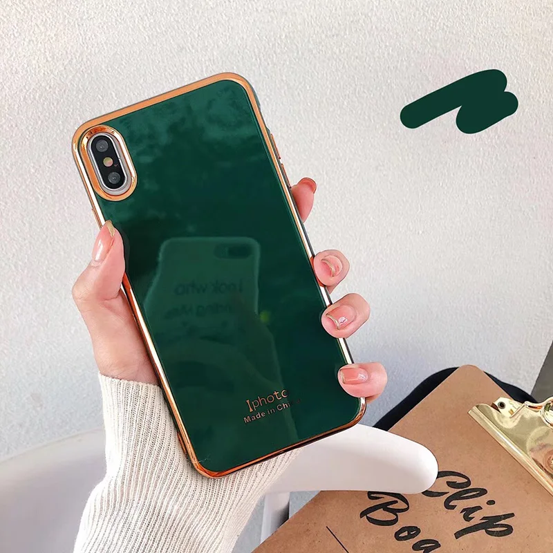 Чехол с изумрудно зеленым покрытием для iphone XR X 7 8 6 S Plus задняя крышка iPhone11 11Pro Max