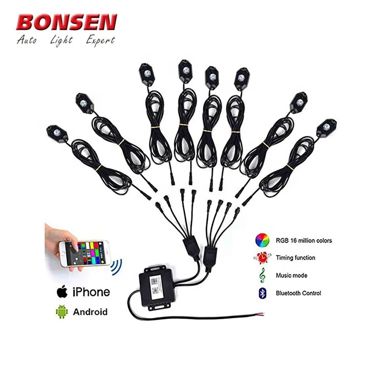 RGB Music Mode 4PCS led rock light kit IP68 flashing disco strobes with Bluetooth App controller
RGB Music Mode 4PCS led rock light kit IP68 flashing disco strobes with Bluetooth App controller