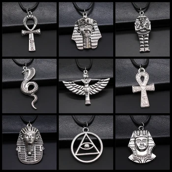 Black Leather Chian Necklace Ancient Egyptian Pharaoh The Eye Of Horus Ankh Cross Amulet Pendant Necklaces Jewelry Gifts 
Black Leather Chian Necklace Ancient Egyptian Pharaoh The Eye Of Horus Ankh Cross Amulet Pendant Necklaces Jewelry Gifts