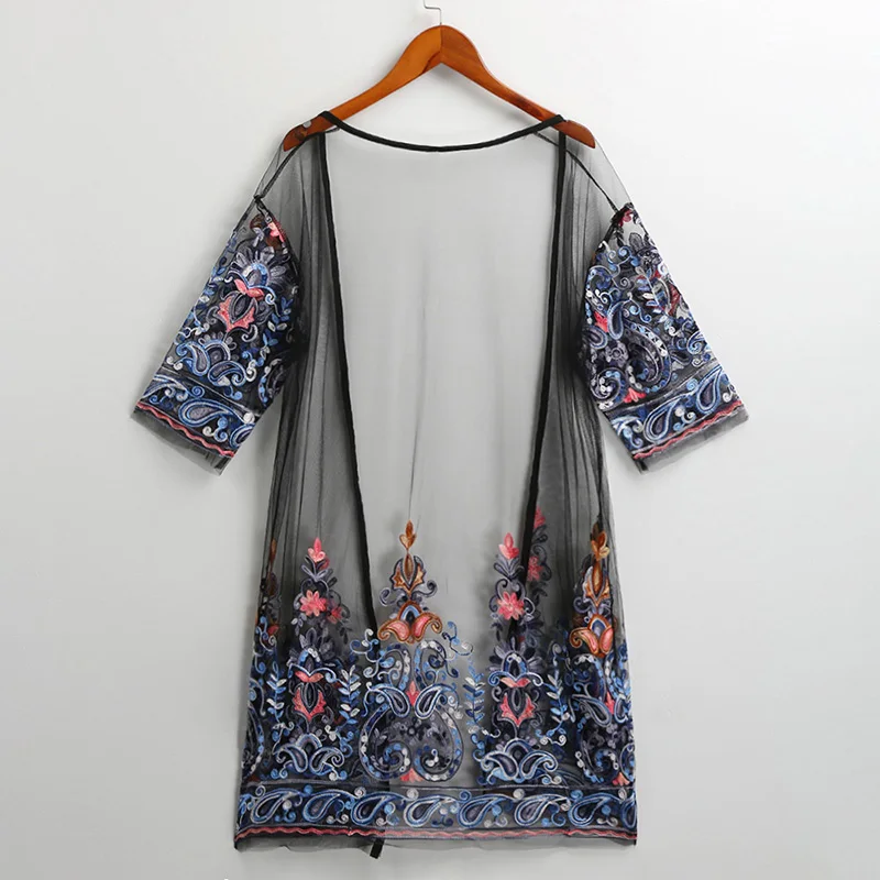 Elegant Women Summer Floral Embroidery Kimono Cardigan Sheer Mesh Half Sleeve Long Longline Casual Boho Beach Vacation Shirts
Elegant Women Summer Floral Embroidery Kimono Cardigan Sheer Mesh Half Sleeve Long Longline Casual Boho Beach Vacation Shirts