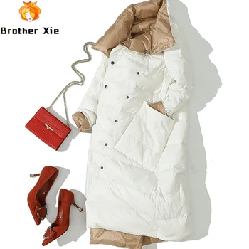 2020 New Winter Women Ultra Light Double Side Down Long Jacket Turtleneck Double Breasted Warm White Duck Down Parka Outwear
2020 New Winter Women Ultra Light Double Side Down Long Jacket Turtleneck Double Breasted Warm White Duck Down Parka Outwear