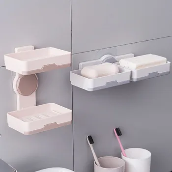 Double-Layer Drain Soap Holder Home Suction Wall Storage Rack Rotatable Simple European Style Soap Box 
Double-Layer Drain Soap Holder Home Suction Wall Storage Rack Rotatable Simple European Style Soap Box