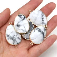 Natural Stone Pendants Oval Faceted White Turquoises Gold plate Connectors Charms for Jewelry Making DIY Necklace Bracelet
Natural Stone Pendants Oval Faceted White Turquoises Gold plate Connectors Charms for Jewelry Making DIY Necklace Bracelet