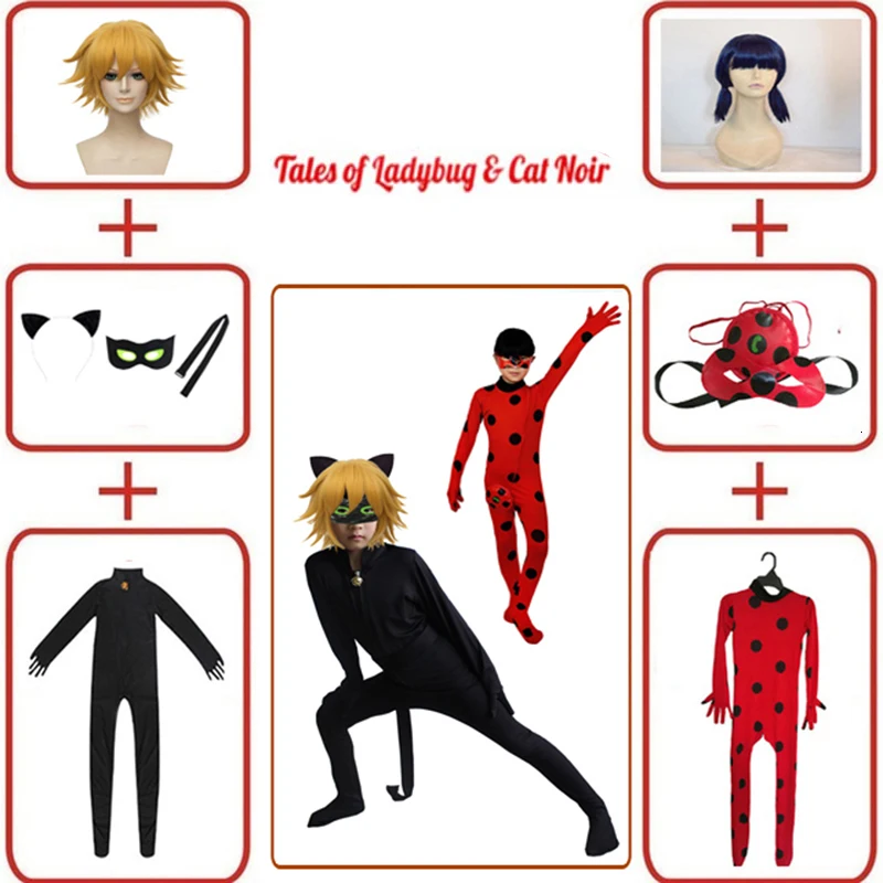 New! 5pcs&4pcs Kids Adult Fantasia LadyBug Cat Noir Children Ladybug Jumpsuit Party Halloween Cos Girls Boys Cosplay Costumes
New! 5pcs&4pcs Kids Adult Fantasia LadyBug Cat Noir Children Ladybug Jumpsuit Party Halloween Cos Girls Boys Cosplay Costumes