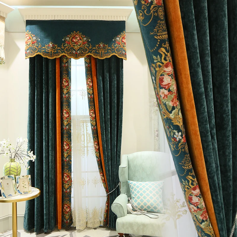 European luxury atmosphere living room bedroom American curtain high grade chenille shading curtain
European luxury atmosphere living room bedroom American curtain high grade chenille shading curtain