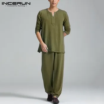 INCERUN Vintage Solid Suits Mens Loose Chinese Style Sets Casual Long Sleeve V Neck Tops Elastic Pants 2 Pieces Mens Sets S-5XL
INCERUN Vintage Solid Suits Mens Loose Chinese Style Sets Casual Long Sleeve V Neck Tops Elastic Pants 2 Pieces Mens Sets S-5XL