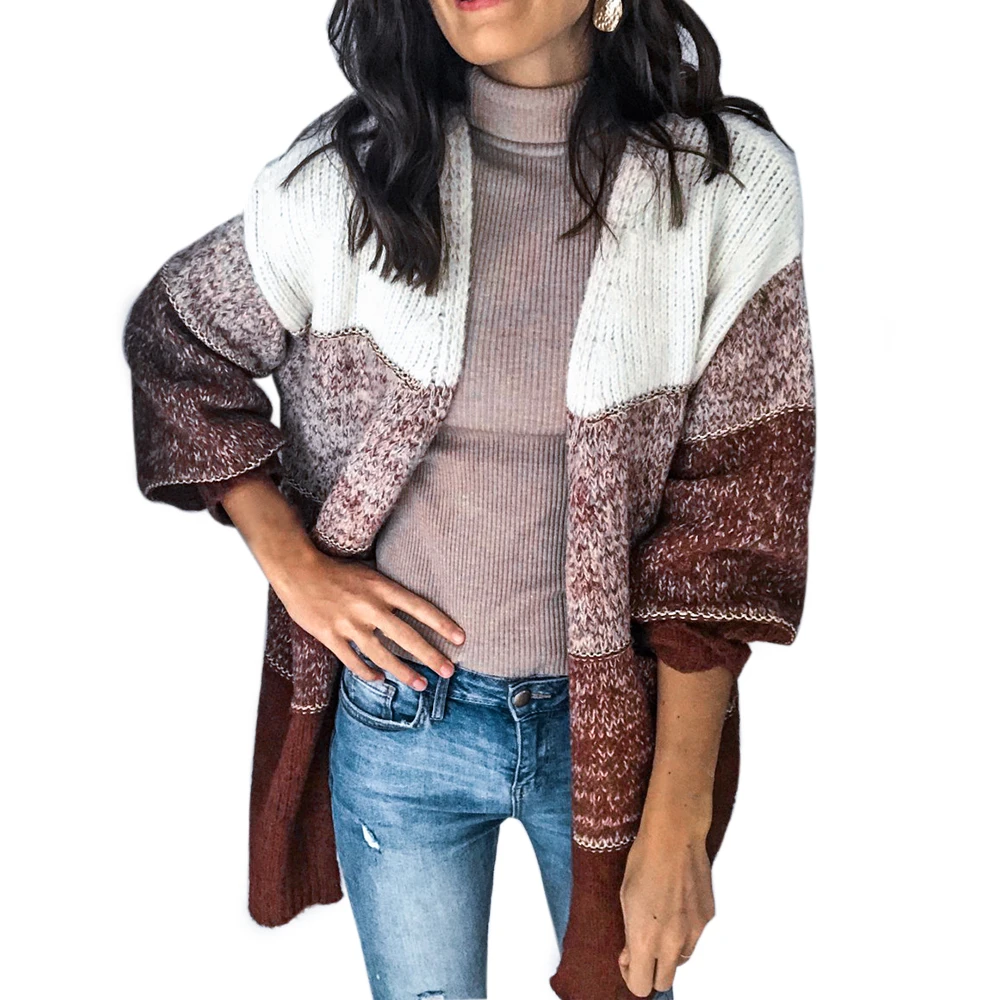 OEAK Autumn Cardigans Sweaters Loose Medium Length Long Sleeve V Collar Knitted Patchwork Sweater Women Jumper Pull Femme
OEAK Autumn Cardigans Sweaters Loose Medium Length Long Sleeve V Collar Knitted Patchwork Sweater Women Jumper Pull Femme