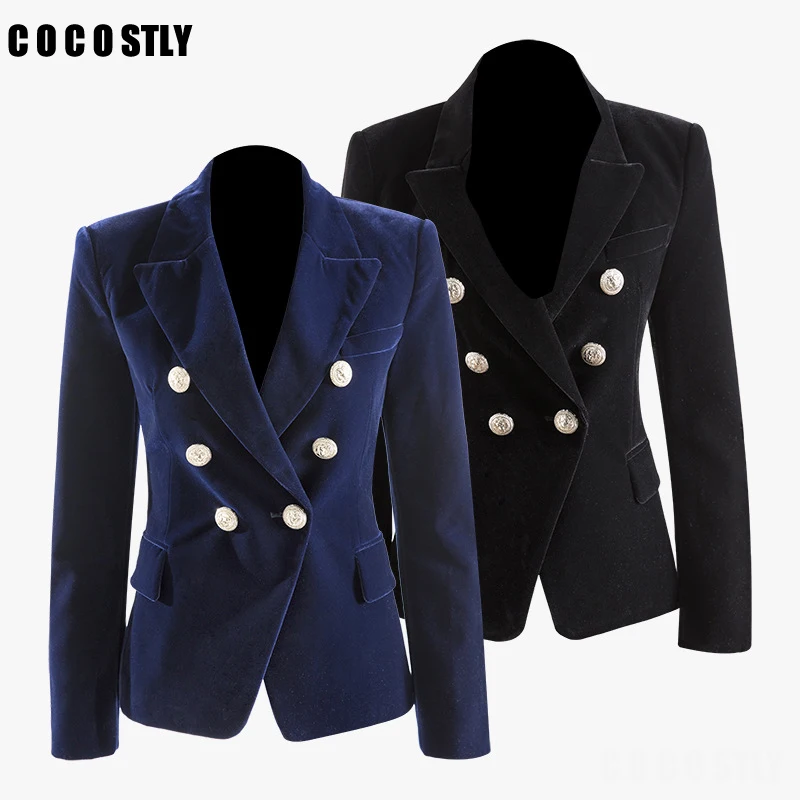 high quality Fashion office coat woman autumn 2019 Long sleeve Blazer Double Breasted Metal button Gold velvet women Jacket 
high quality Fashion office coat woman autumn 2019 Long sleeve Blazer Double Breasted Metal button Gold velvet women Jacket