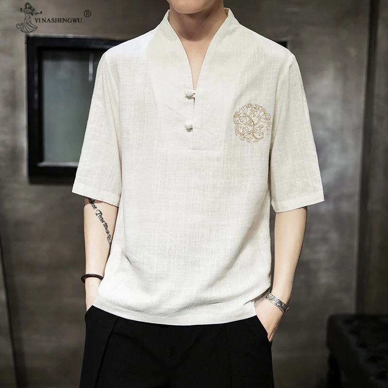 Japanese Style Kimono Embroidery T-shirt Men Tops Harajuku Male Japan Harajuku Streetwear Fashion Short Sleeves T-shirt Costume
Japanese Style Kimono Embroidery T-shirt Men Tops Harajuku Male Japan Harajuku Streetwear Fashion Short Sleeves T-shirt Costume