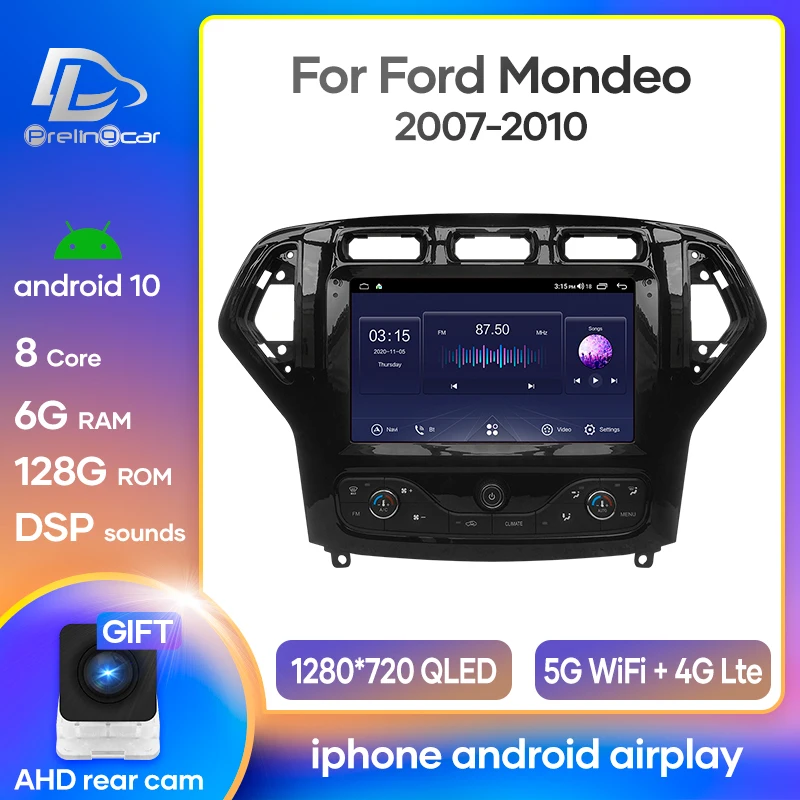 Prelingcar навигационная система для Mondeo 2007-2010 android 10 0 Автомобильный GPS мультимедийный