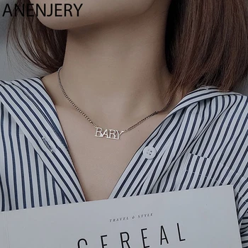 ANENJERY Simple Letter Necklace For Women "BABY" Thai Silver Color Anti-allergic Necklace For Women Gift Party Jewelry S-N662
ANENJERY Simple Letter Necklace For Women "BABY" Thai Silver Color Anti-allergic Necklace For Women Gift Party Jewelry S-N662