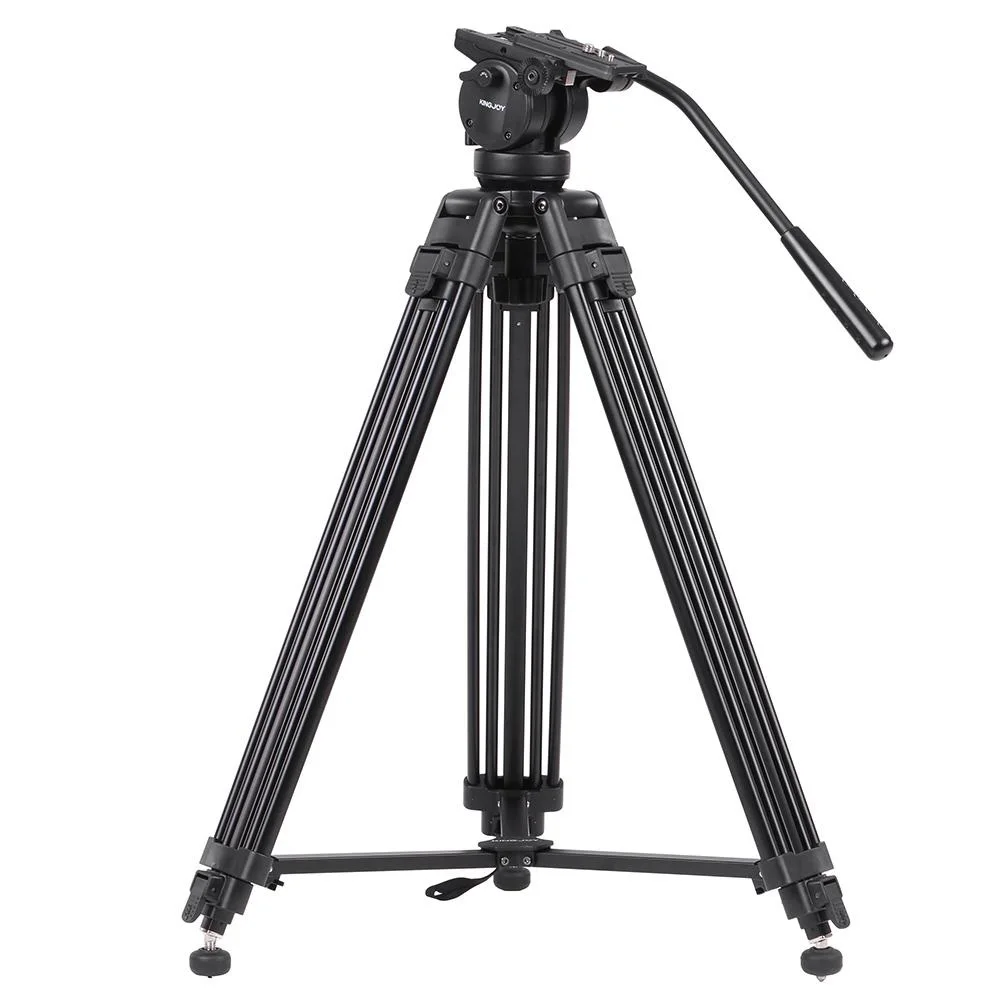 

Kingjoy VT-2500 Professional Mg-Al Alloy Video Photo Tripod Kit Pan Fluid Ball Head for DSLR Camera Video Recorder DV