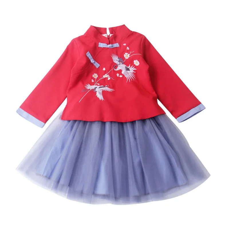 Cheongsam Girl Clothing set Hanfu autumn Winter 2019 new Baby girl embroidery Top+Skirt 2Pcs suit Chinese style children Clothes 
Cheongsam Girl Clothing set Hanfu autumn Winter 2019 new Baby girl embroidery Top+Skirt 2Pcs suit Chinese style children Clothes