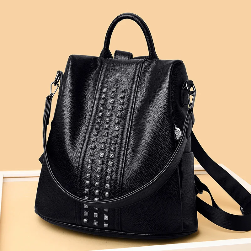 

Women Large Capacity Backpack Purses High Quality Leather Female Vintage Bag School Bags Travel Bagpack Ladies Bookbag Rucksack