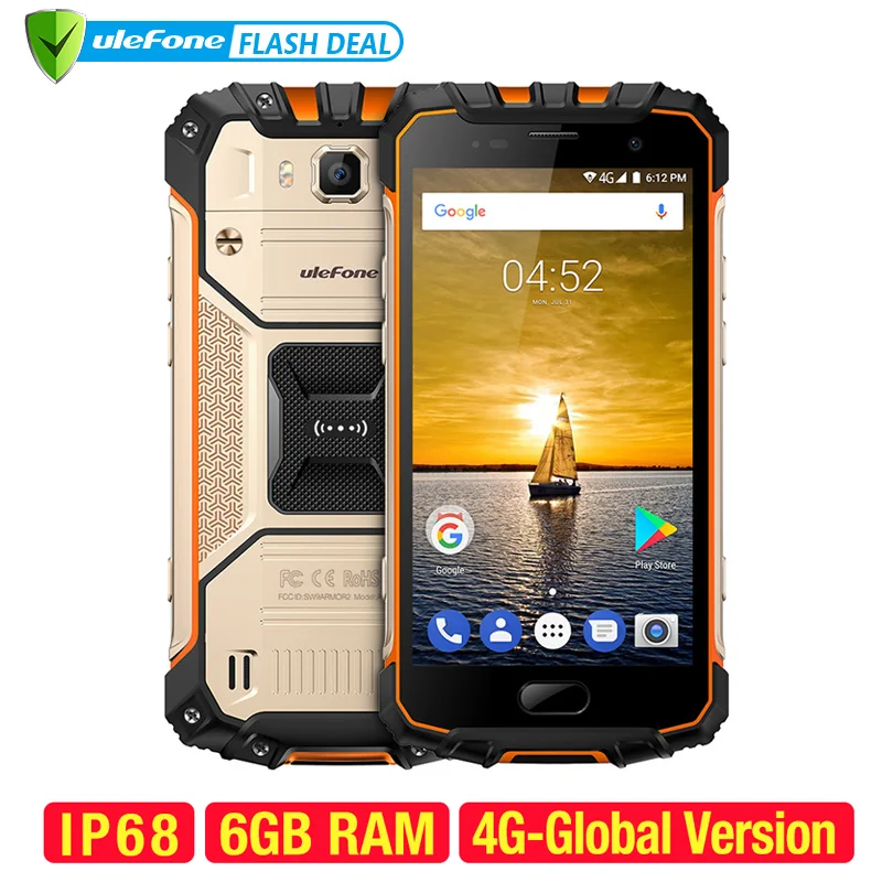 

Ulefone Armor 2 Waterproof IP68 Mobile Phone 5.0 inch FHD MTK6757 Octa Core Android 7.0 6GB RAM 64GB ROM 16MP Cam 4G Smartphone