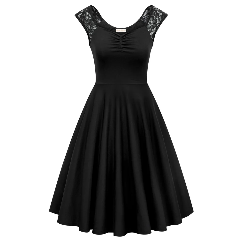 Women's dresses elegant retro Lace Patchwork Dress Flared A-Line Sleeveless V-Neck U-Back swing knee-length party dress vestido
Women's dresses elegant retro Lace Patchwork Dress Flared A-Line Sleeveless V-Neck U-Back swing knee-length party dress vestido