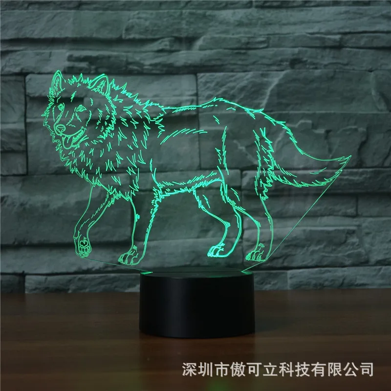 

Wolf Model 3D LED Light Hologram Illusions 7 Colors Change Decor Lamp Best Night Light Gift for Home Deco 015