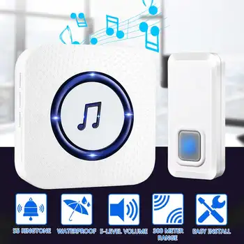 White Door Bell Wireless Chime Door Bell Waterproof 55 Ringtone 300M Range Alarm Doorbell Home Security Smart Doorbells 
White Door Bell Wireless Chime Door Bell Waterproof 55 Ringtone 300M Range Alarm Doorbell Home Security Smart Doorbells