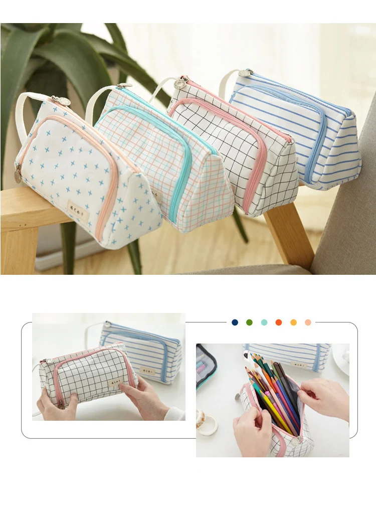 Large-capacity pencil bag Korean version of simple and fresh student canvas pencil bag multifunctional cute stationery girls
Large-capacity pencil bag Korean version of simple and fresh student canvas pencil bag multifunctional cute stationery girls