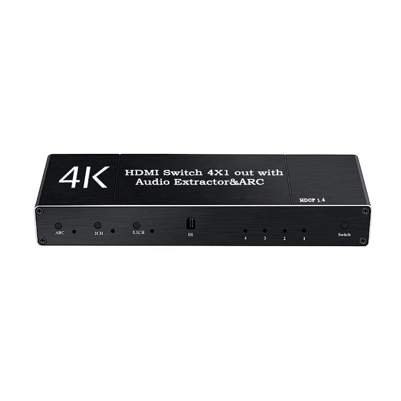 HDMI Switch 4K@60Hz 4 in 1 Out with Remote Control/Audio Optical, HDMI Splitter with Audio Extractor Support ARC
HDMI Switch 4K@60Hz 4 in 1 Out with Remote Control/Audio Optical, HDMI Splitter with Audio Extractor Support ARC