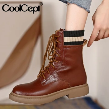 CoolCept Real Leather Women Ankle Boots Lace Up Flats Shoes Round Toe Warm Boots Winter Women Fashion Party Footwear Size 35-41
CoolCept Real Leather Women Ankle Boots Lace Up Flats Shoes Round Toe Warm Boots Winter Women Fashion Party Footwear Size 35-41