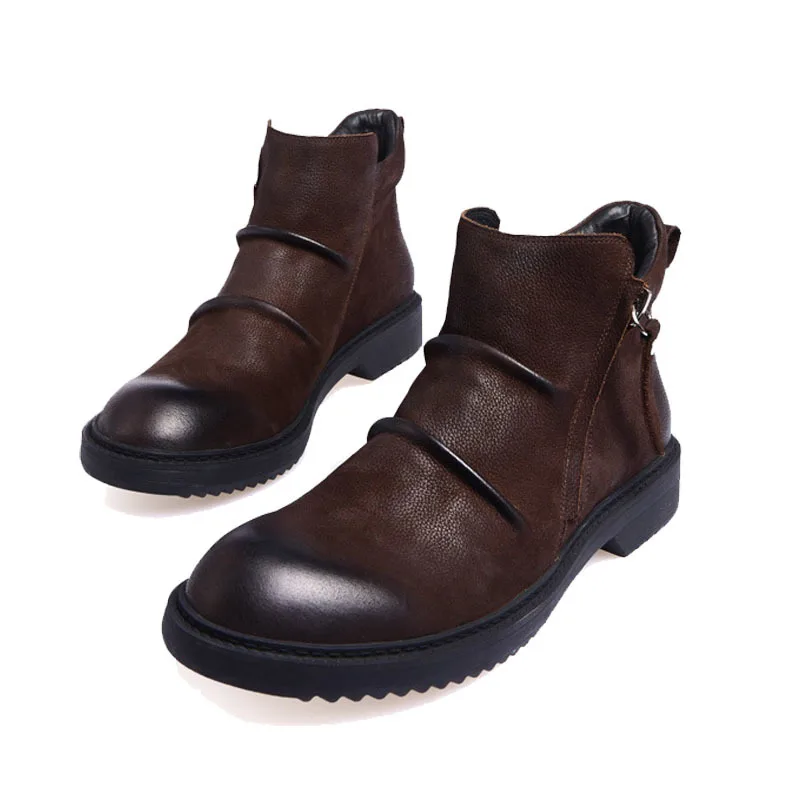 Мужские ботильоны из натуральной кожи, с круглым носком, на молнии сбоку
Мужские ботильоны из натуральной кожи, с круглым носком, на молнии сбоку