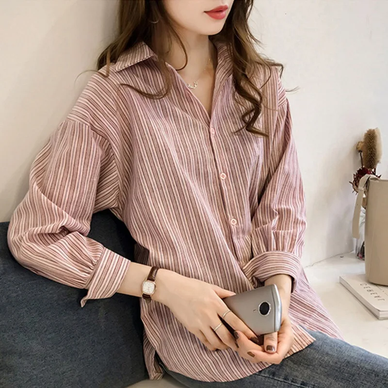 Plus Size Loose Blouse Women Long Sleeve Button Down Blouses Tops Striped Turn Down Collar Blusas Mujer De Moda 2019
Plus Size Loose Blouse Women Long Sleeve Button Down Blouses Tops Striped Turn Down Collar Blusas Mujer De Moda 2019