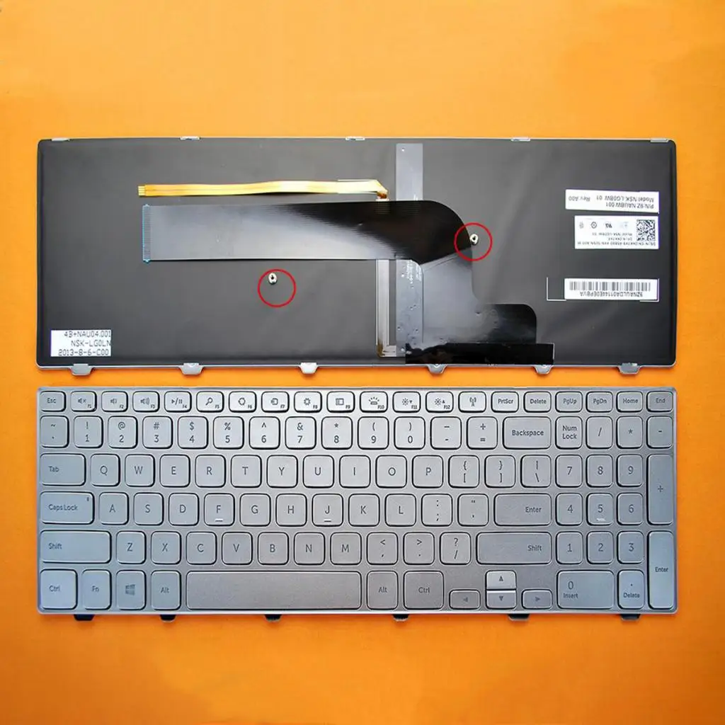 Replacement US English Layout Laptop Keyboard with Backlit/Backlight High Quality for Dell Inspiron 15-7000 7537, Silver Replacement US English Layout Laptop Keyboard with Backlit/Backlight High Quality for Dell Inspiron 15-7000 7537, Silver