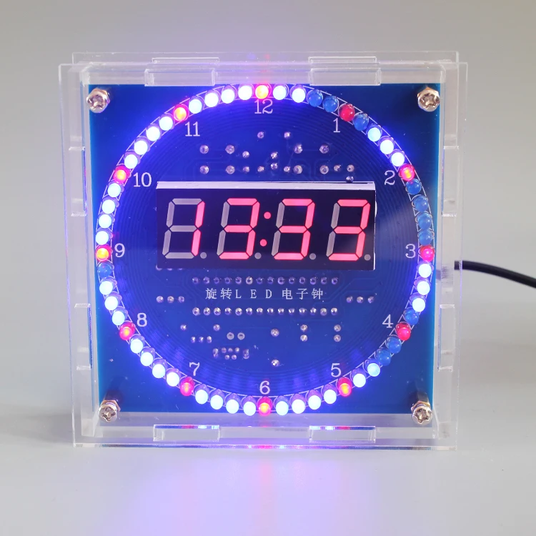 DIY Rotating Digital LED Display Module Alarm Electronic Clock Kit 51 SCM Learning Board 5V DS1302 | Электронные компоненты и