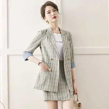 Women's Coat 2020 Spring and Summer New Lattice Stitching Small Suit Professional Casual Jacket Skirt Two-piece Suit
Women's Coat 2020 Spring and Summer New Lattice Stitching Small Suit Professional Casual Jacket Skirt Two-piece Suit
