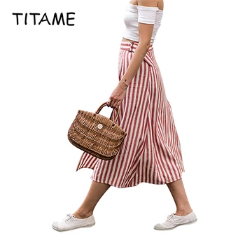 TITAME 2020 Spring Summer Skirt Female Mid-length Striped Belt Split Chiffon A-line Skirt Befree Streetwear Office Elegant
TITAME 2020 Spring Summer Skirt Female Mid-length Striped Belt Split Chiffon A-line Skirt Befree Streetwear Office Elegant